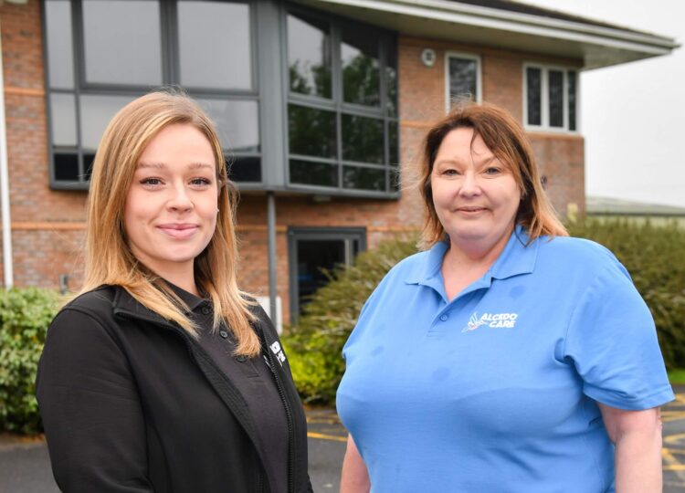 Chelsea-Bryans-Cindy-Cragg-outside-Alcedo-new-Darwen-office